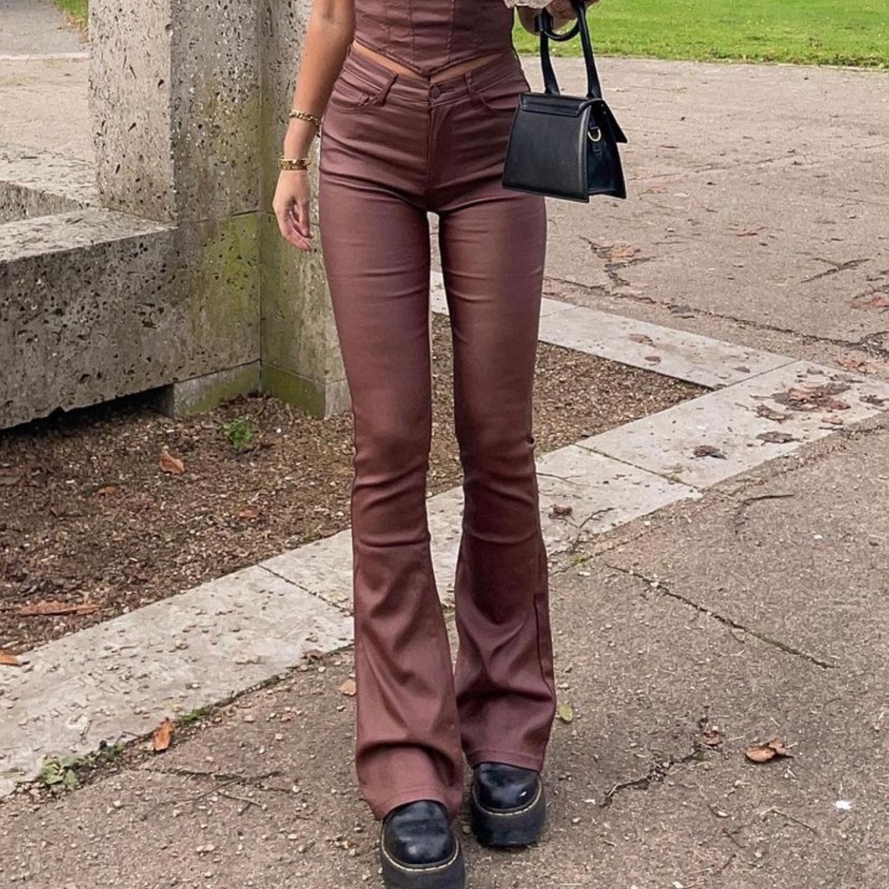 EDIKTED Luna Faux Brown Leather pants!